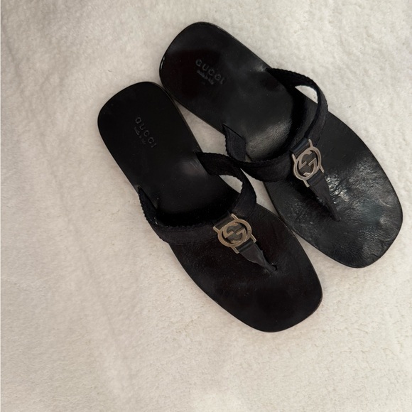 Gucci Black Leather Sandals for Women - Picture 2 of 4